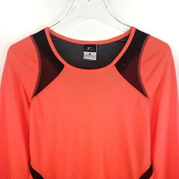 Nike》 Dri-Fit Neon Orange Long Sleeve Tee NWOT - Picture 2 of 11